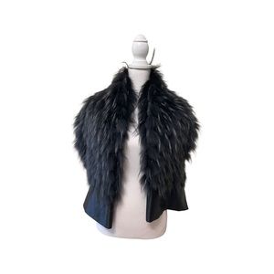 Black Fur/Silk Scarf